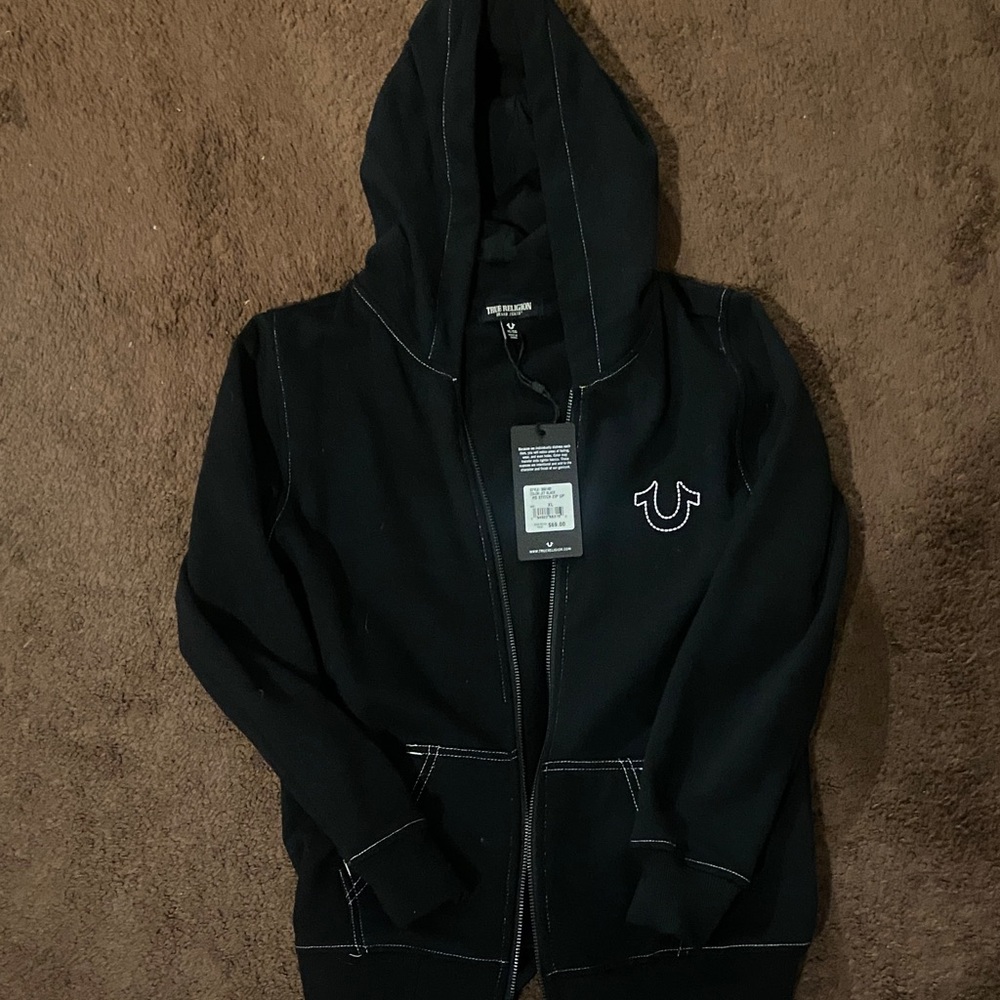 True Religion Black Hoodie with Logo